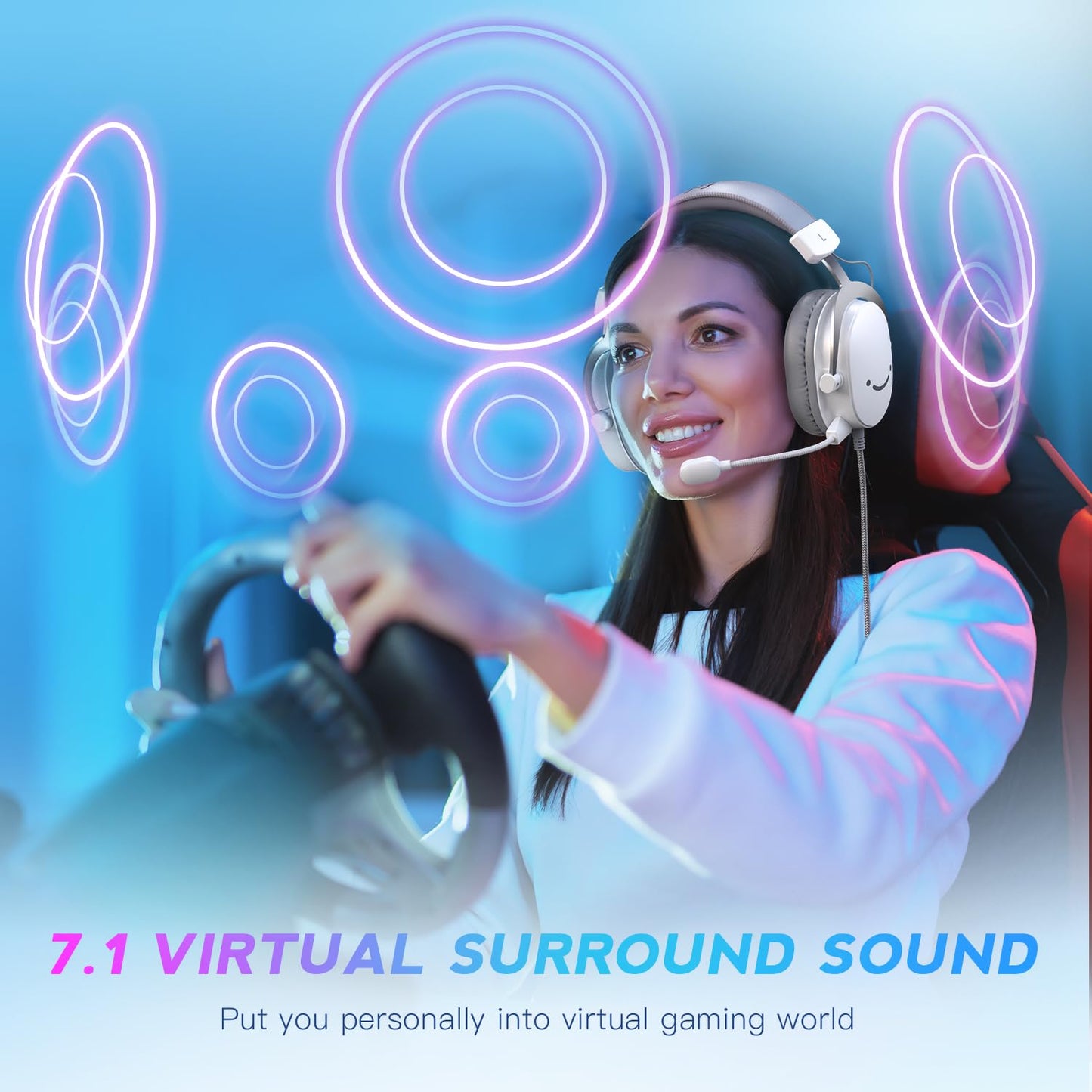 FIFINE USB PC Gaming Headset with 3.5mm Audio Jack, Detachable Microphone, 7.1 Surround Sound, Volume Control, Streaming Over-Ear Wired Headphones