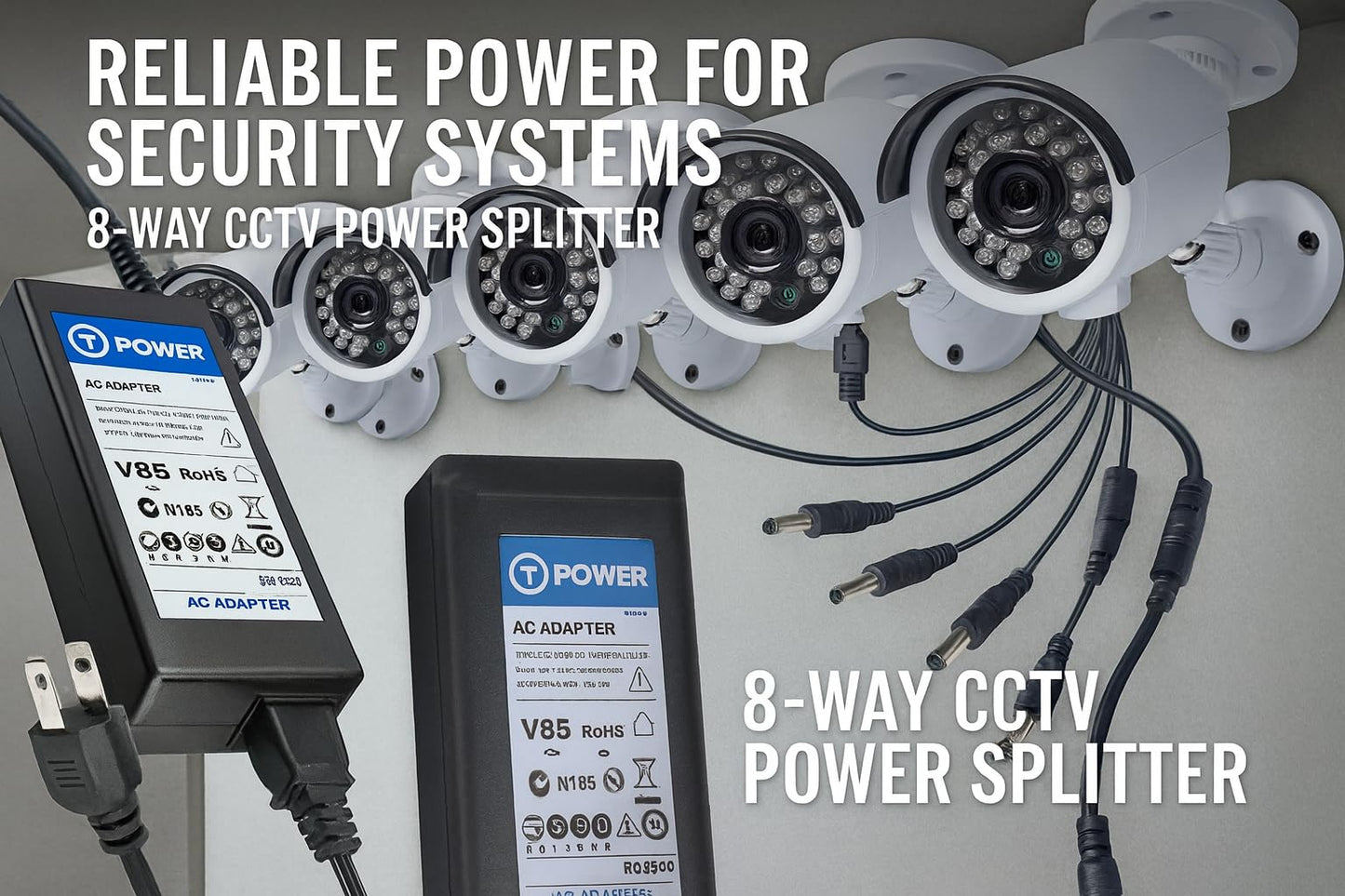 T POWER 12V Charger for Night Owl, Swann Lorex, Samsung, Q-See x 4 & 8 Channel LTE D1 DVR LTE-DVR4-R LTE-DVR8-R Indoor Outdoor Night Vision CCTV…