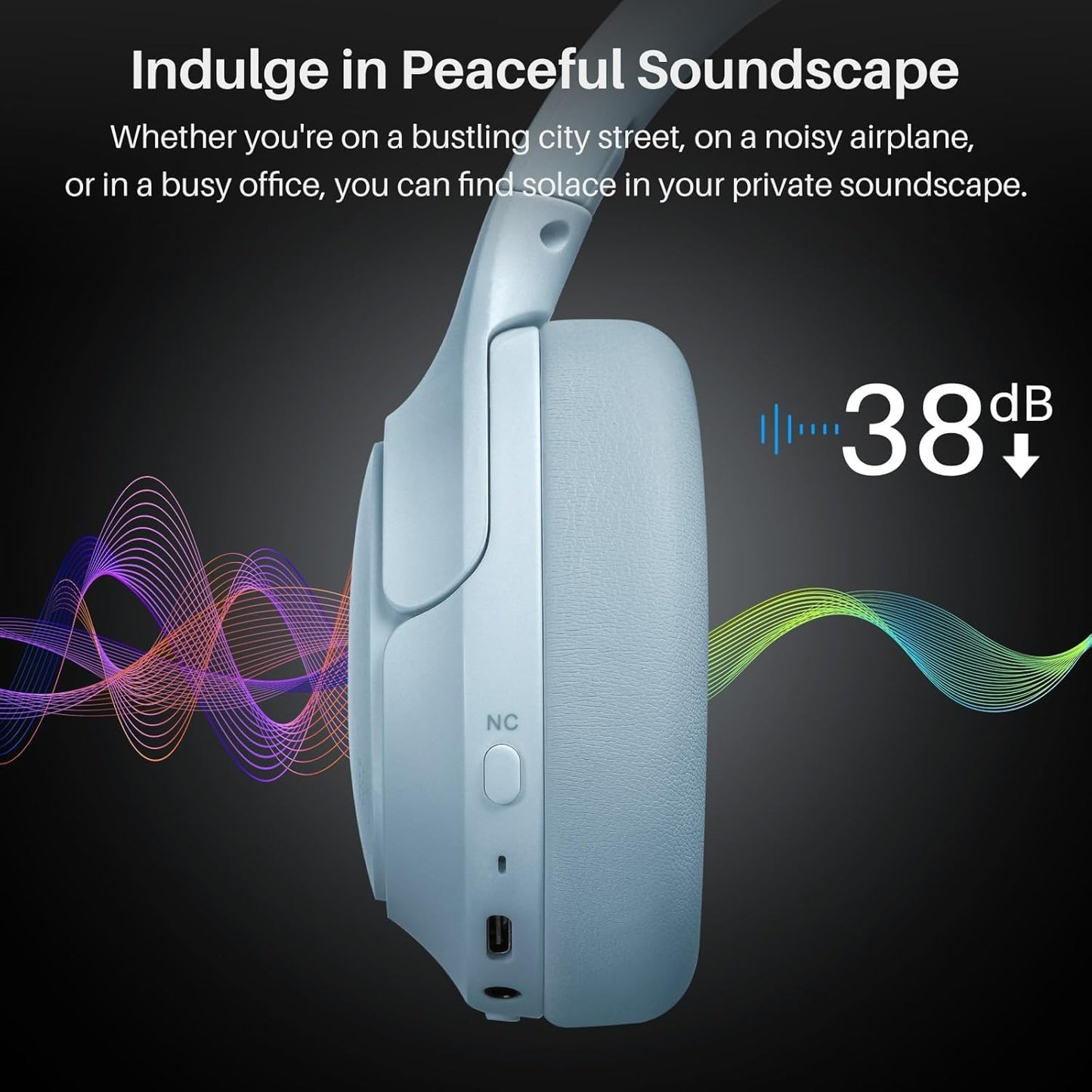 TOZO Hybrid Active Noise Cancelling Headphones, Hi Res Audio