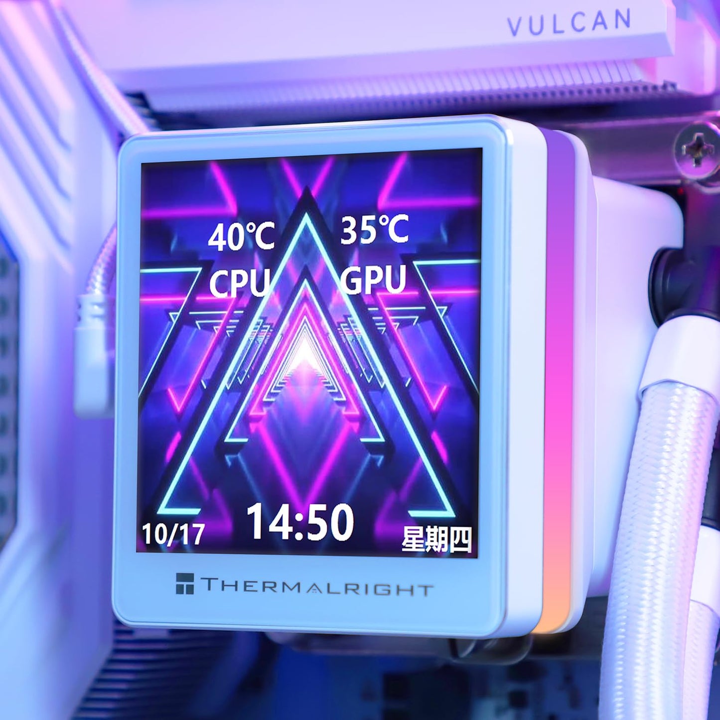 Thermalright Grand Vision 240 ARGB White CPU Water Cooler with Double PWM Fans with 2150RPM,IPS LCD Screen with 480x480 Resolution,Liquid CPU Cooler