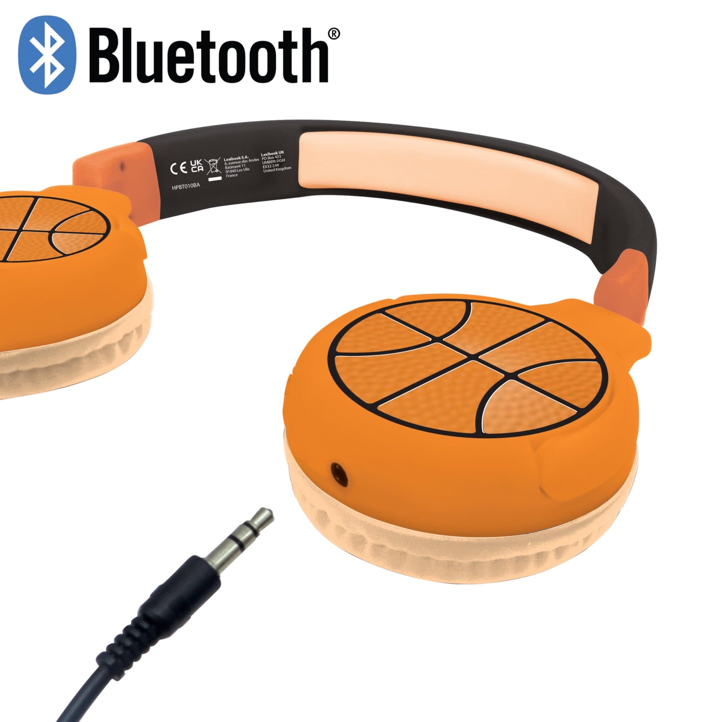 LEXiBOOK - Basketball - 2-in-1 Bluetooth & Wired Headphones with Microphone and Control Button, Foldable and Adjustable, Long Lasting Rechargeable…