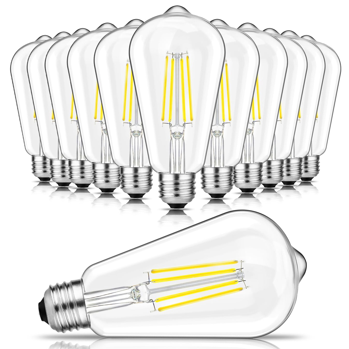 Svater Vintage LED Edison Bulbs 60W Equivalent, 6W ST58 5000K Daylight White Antique LED Filament Bulbs, E26 Medium Base, Clear Glass Style for Home