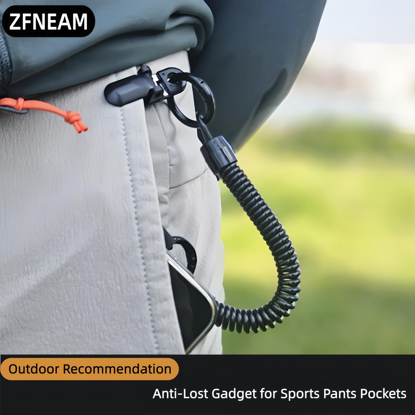 ZFNEAM]2PCS Retractable Phone Lanyard with Heavy-Duty Clip Outdoor Compatible with Pixel Most Smartphones (2*Black+Tab)