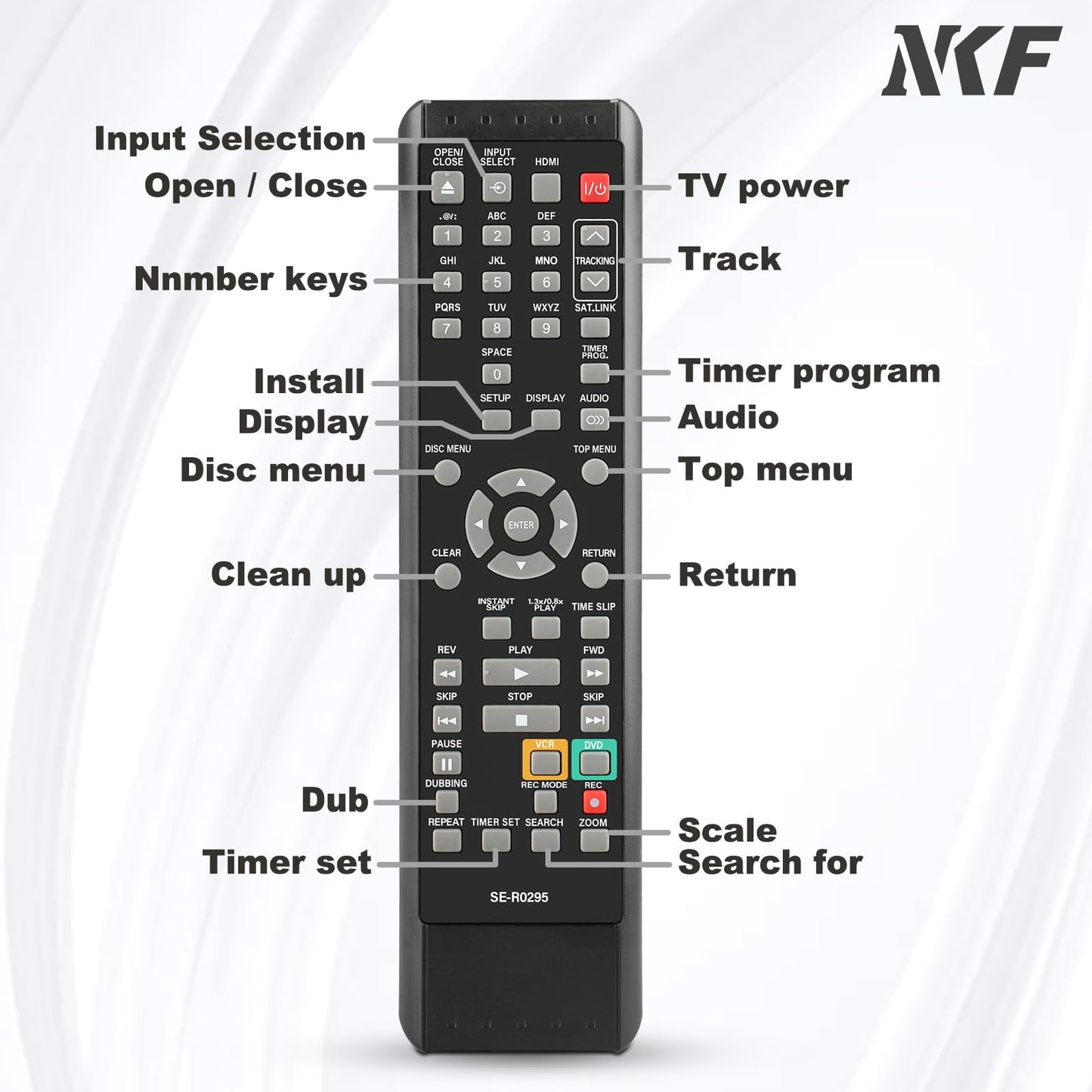 SE-R0295 Remote Control for Toshiba DVD Remote D-KVR60 DVR620 DVR620KU DVR610 DVR610KU