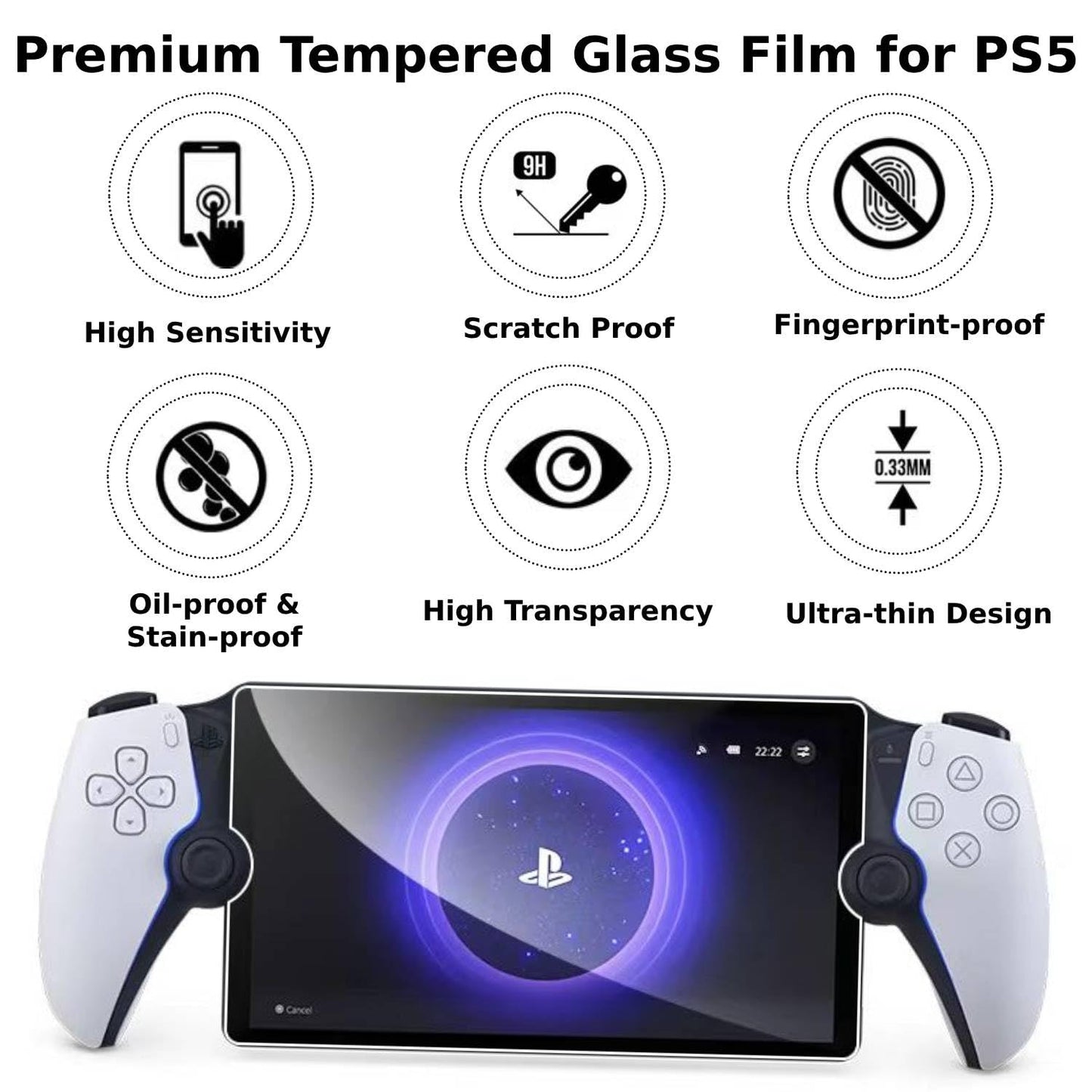 HCHNH ???????????????? Screen Protector for Playstation Portal - 2 Pack PS5 Portal Portable Tempered Glass Screen Protector Accessories (Real Machine Mold
