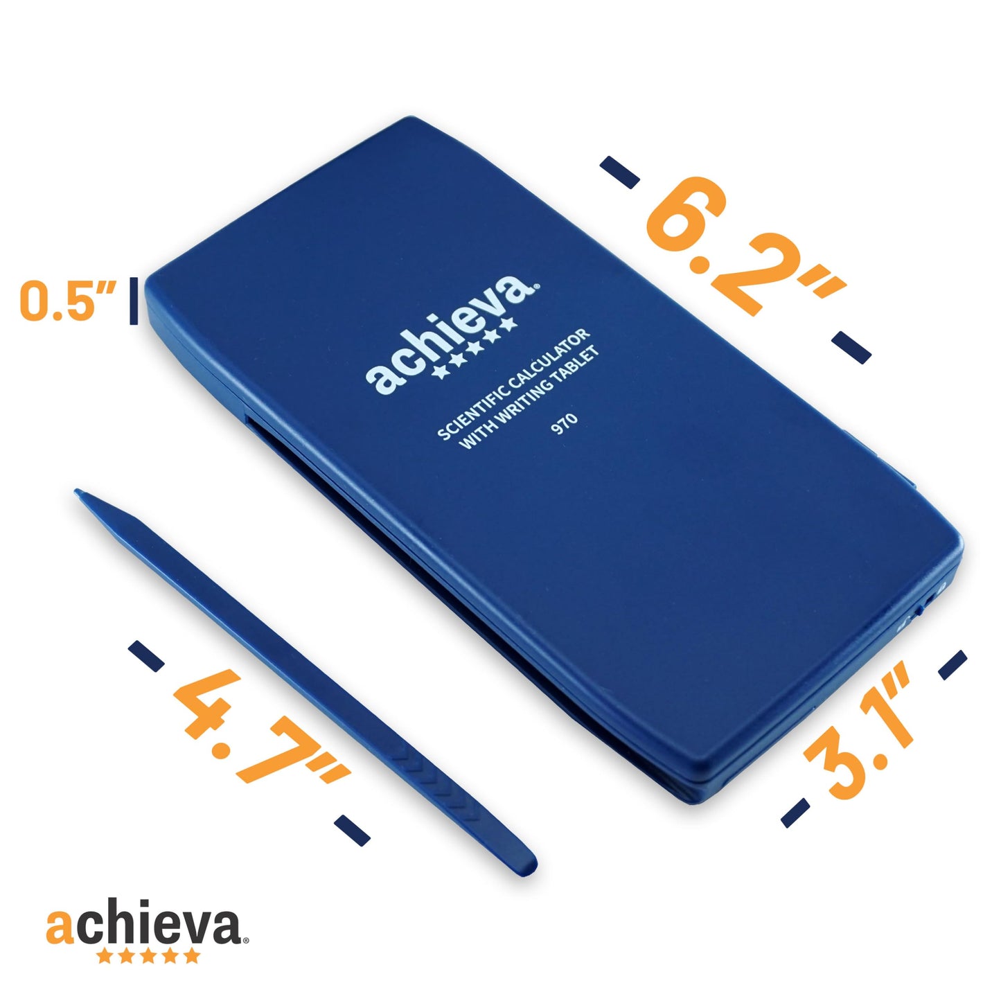 Achieva Scientific Calculator with Erasable LCD Writing Tablet | 2-Line Display | Dual Solar & Battery Power | for Students in Middle School, High