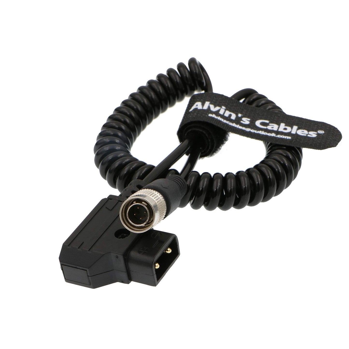 Alvin's Cables Sound Devices ZAXCOM Coiled Power Cable D Tap to 4 Pin Hirose Male