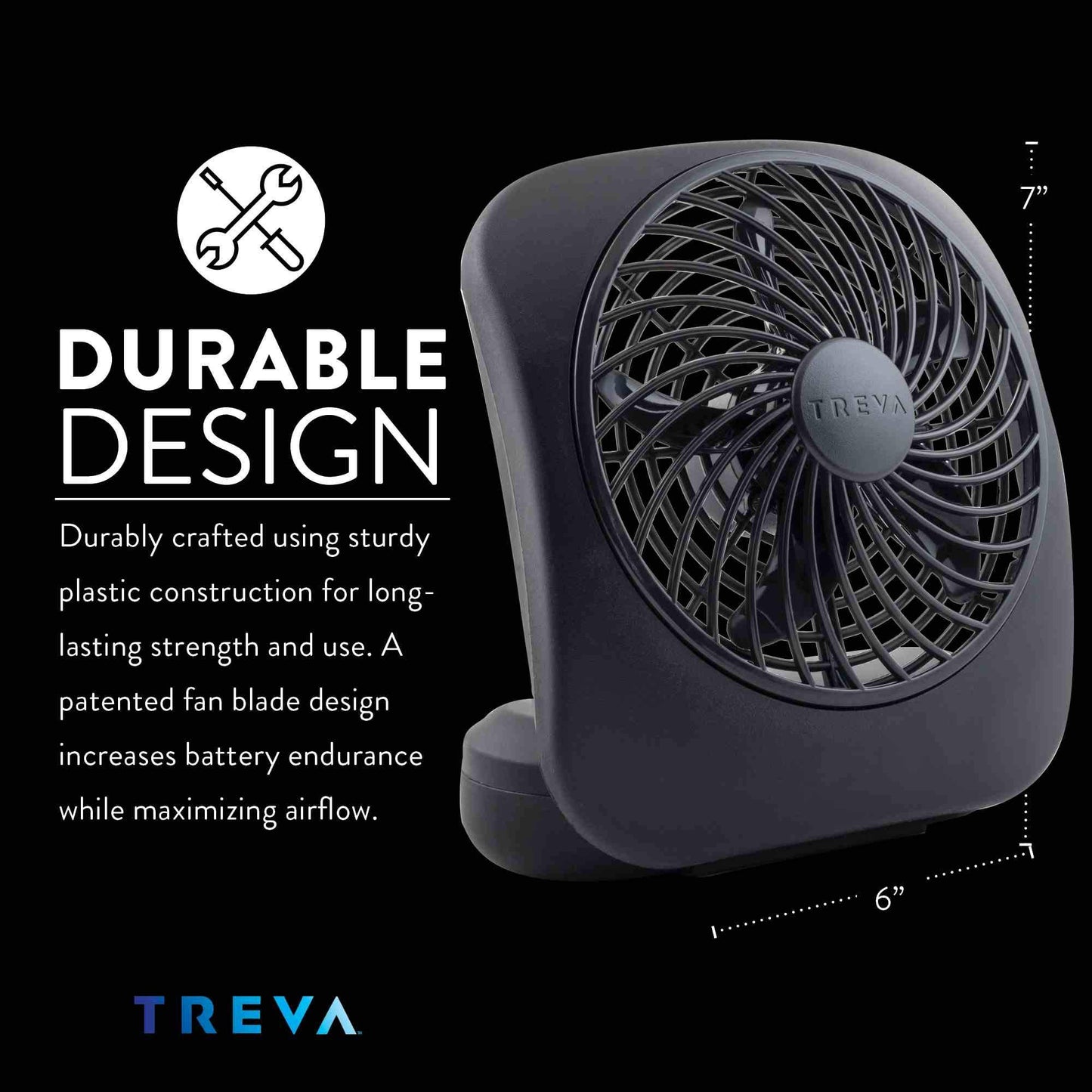 O2COOL Treva 5 in Portable Battery Powered Desk Fan 2-Speed Black 2-Pack