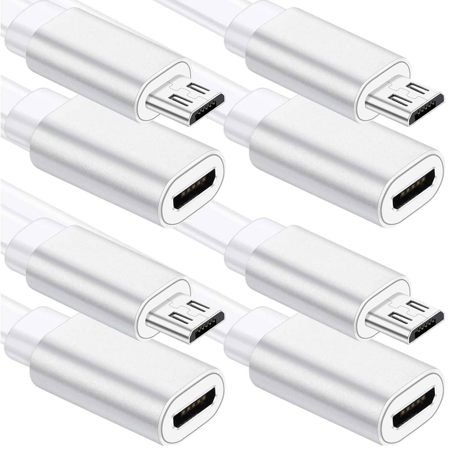 Sumind 4 Pcs Micro USB Extension Cable 10 ft/ 3 Meters, Micro USB Power Extension, Micro USB Female to USB Male Compatible with Wireless Security