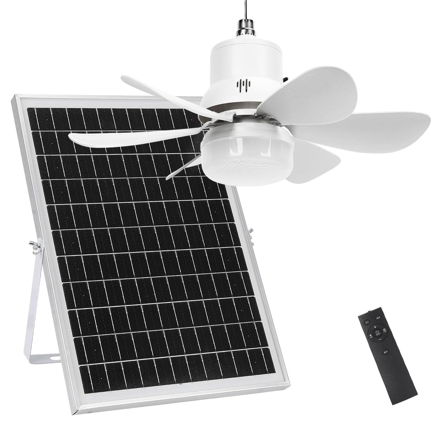 Roodike 18" Solar Ceiling Fan Light with Battery for Gazebo Patio