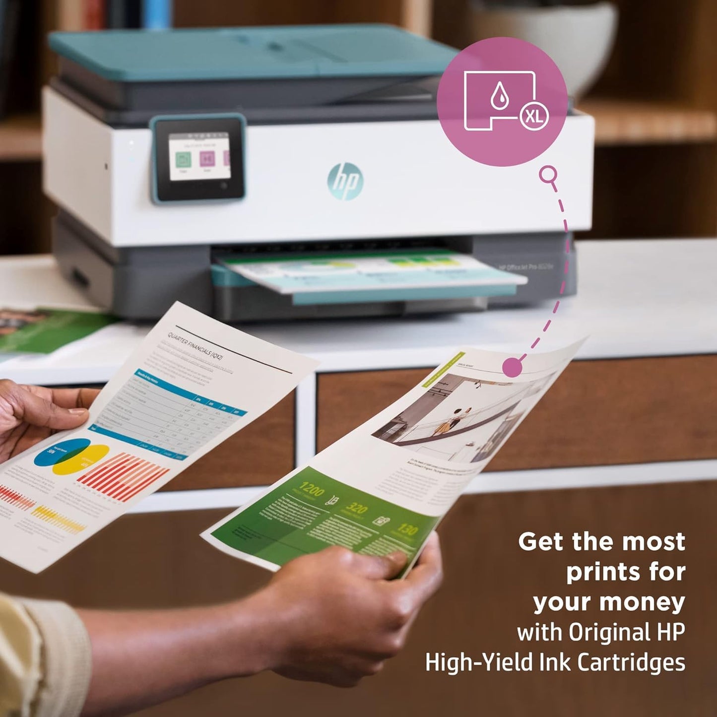 HP OfficeJet Pro 8028e All in One Wireless Printer Scanner Copier Fax Inkjet Print 2.7 Inch Touchscreen 2 Months of Instant Ink 20 ppm Black 10 ppm