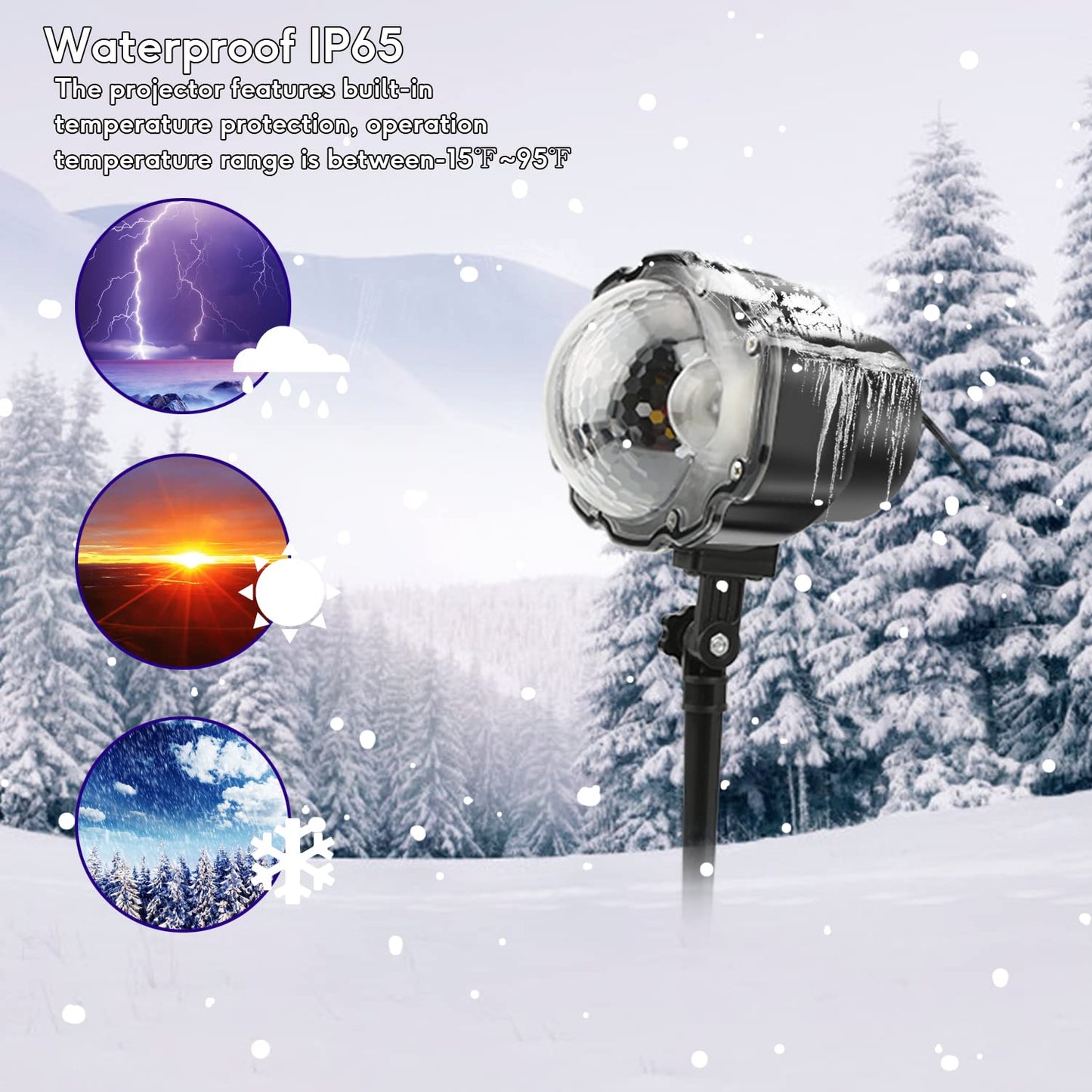Christmas Snowfall Lights Projector Outdoor,Indoor Holiday Projector Lights with Remote Control, Rotating Snow Falling Projector Lamp for Halloween