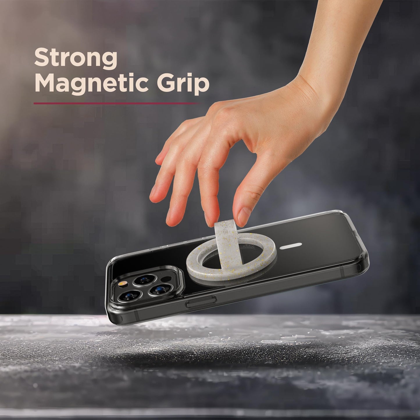 Encased Magnetic Phone Grip Holder (Compatible with MagSafe) Thin Silicone Finger Loop Ring for iPhone (Glitter)