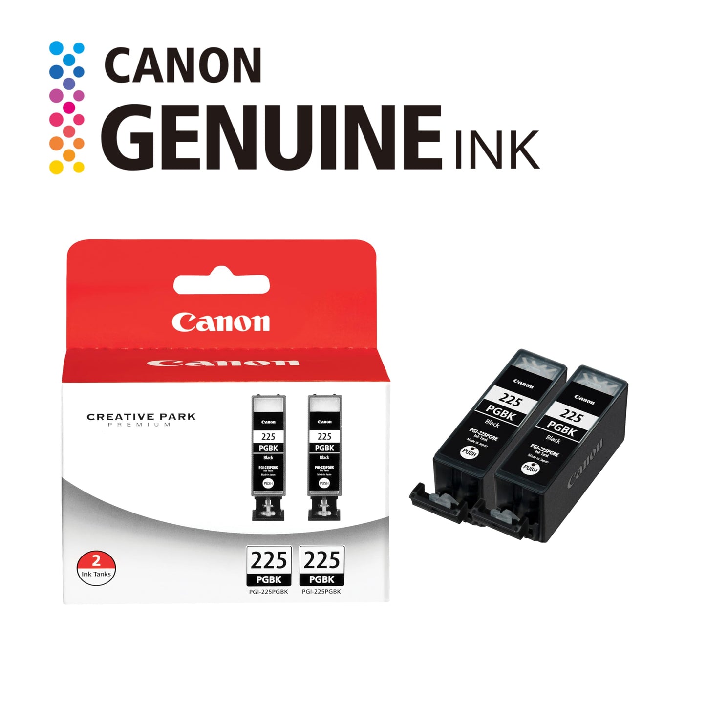 Canon PGI-225 Genuine Black Twin Pack, Compatible with iP4820, MG5220, MG5120, MG6120, MG8120, MX882, iX6520, iP4920, MG5320, MG6220, MG8220,