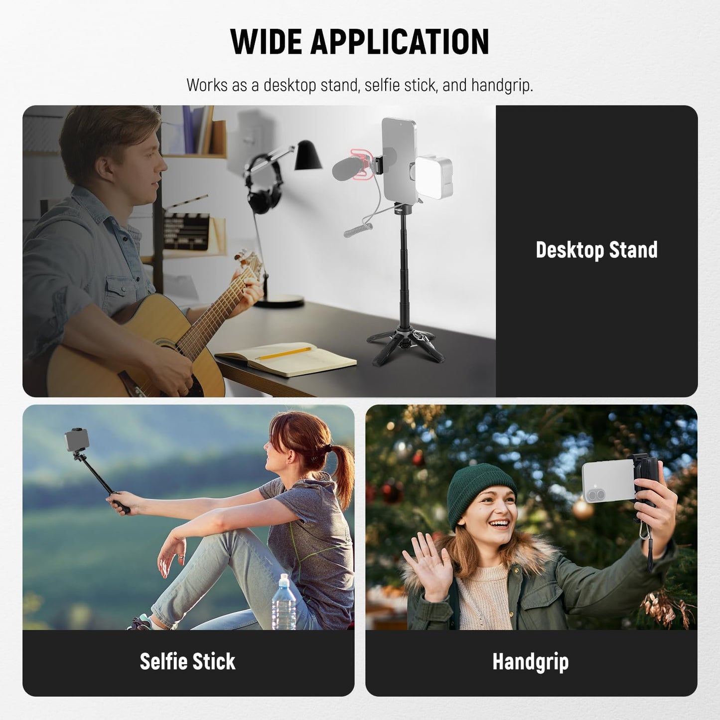 NEEWER Selfie Stick with Detachable Bluetooth Remote Shutter, Lightweight Foldable Travel Tripod for iPhone for YouTube/TikTok Vlogs Live Streaming
