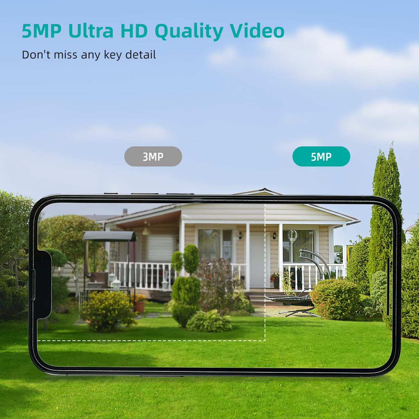 5MP Security Camera Outdoor/Home, DEKCO WiFi Outdoor Security Cameras Pan-Tilt 360° View, 5MP Dome Surveillance Cameras with Motion Detection