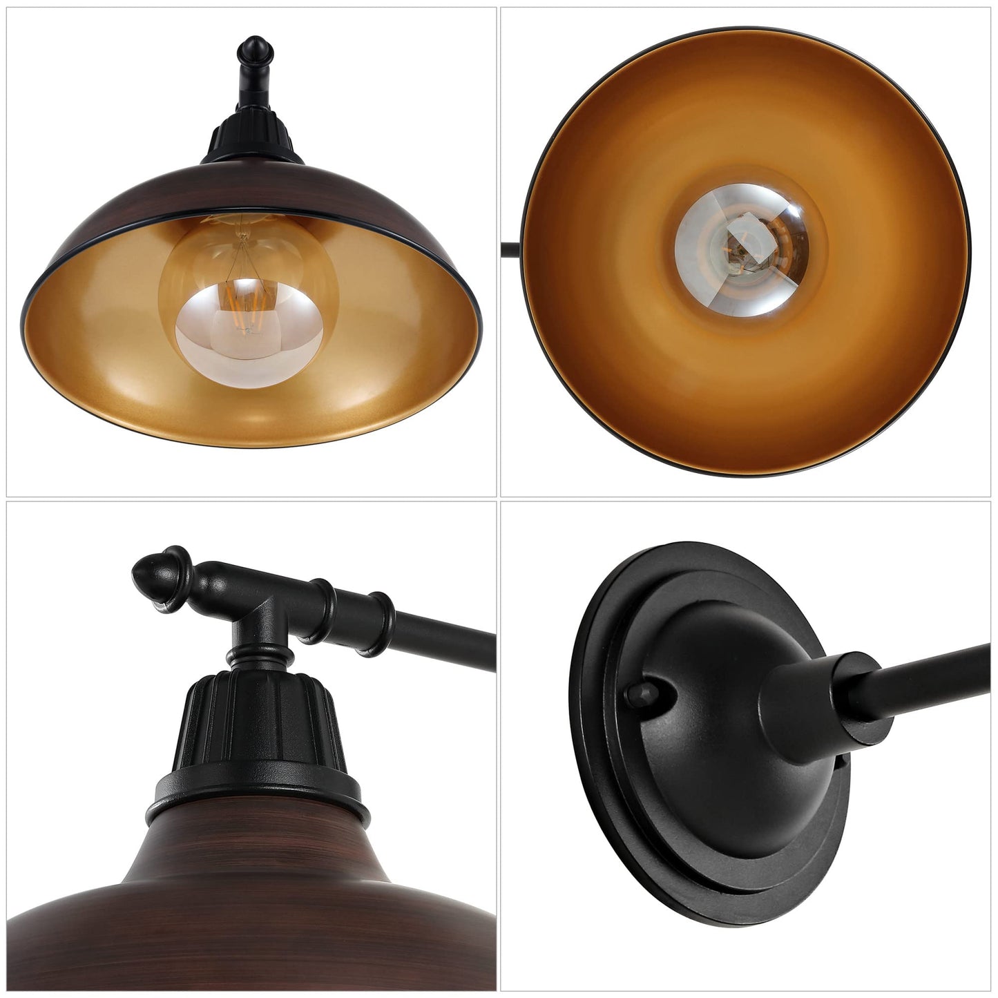 JONATHAN Y 12.25" Navy/Black 1-Light Industrial Farmhouse Outdoor Sconce, Iron Wall Light with LED Bulb, Metal Bowl Shade, Vintage Porch Lamp