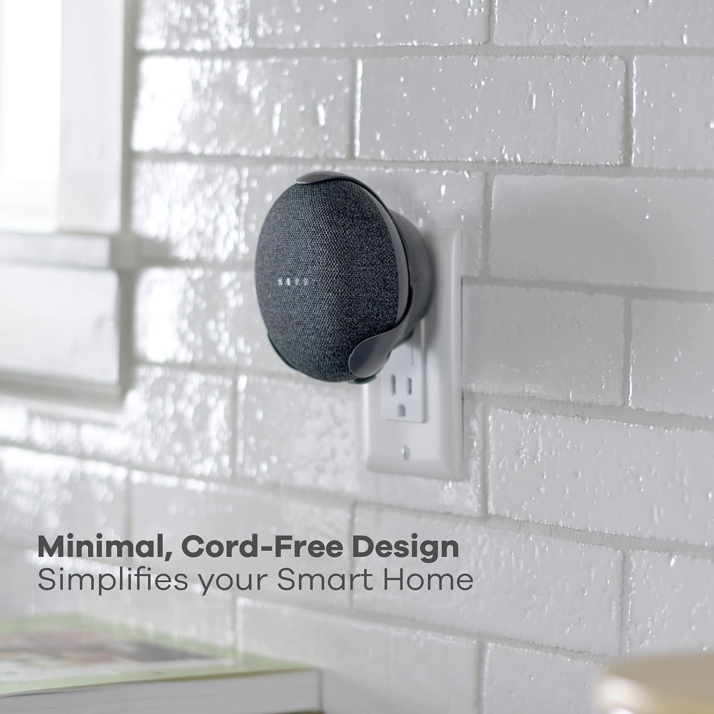 360 Electrical 360579 PowerClip Outlet Mount for Google Home Mini - Google Plug-in Bracket Stand Holder Case, for Kitchen, Bathroom, Bedroom, Living