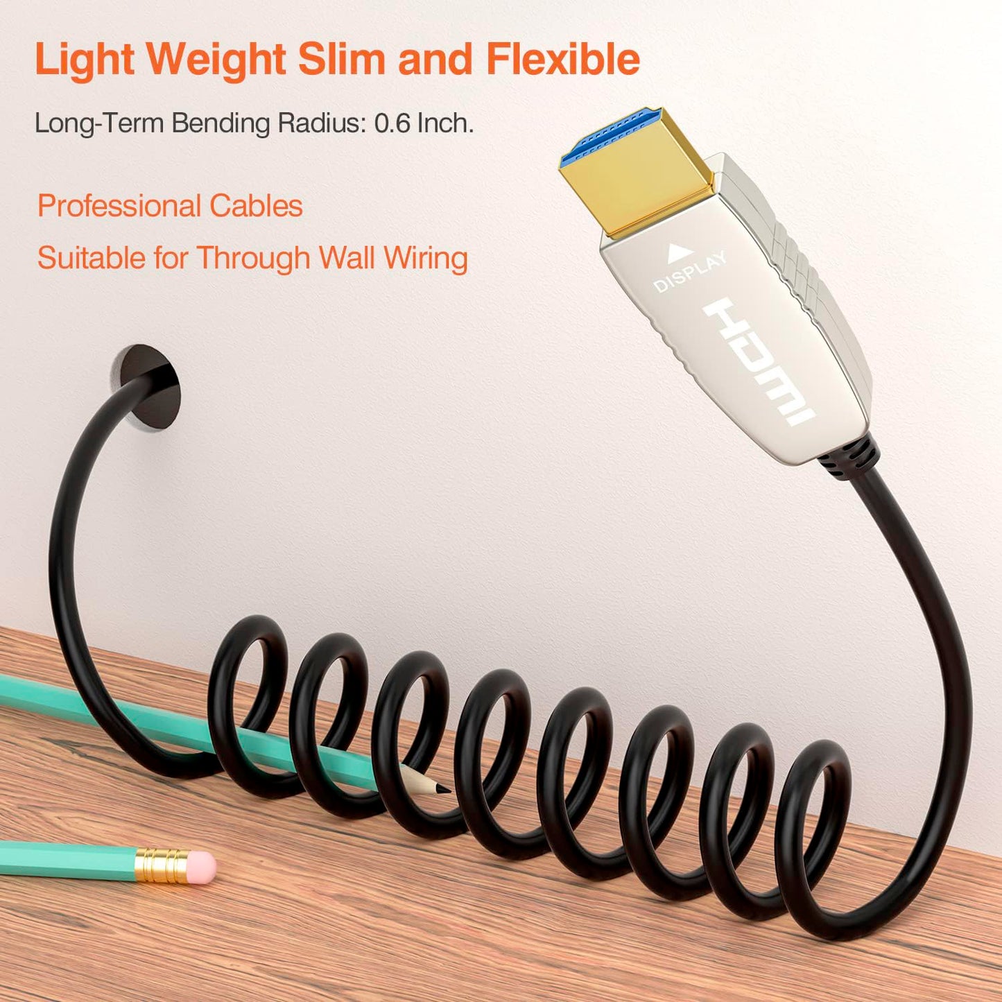 RUIPRO 4K HDMI Fiber Optic Cable 40FT 18Gbps 4K@60Hz ARC HDR10 Ultra Slim Flexible HDMI 2.0b Cable