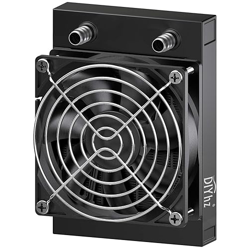 DIYhz Water Cooling Computer Radiator, 8 Pipe Aluminum Heat Exchanger Liquid Cooling Radiator Heat Sink 80mm with Fan for CPU PC Laser Water Cool