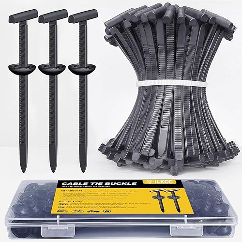 Upgraded Nylon Universal Cable Tie Buckles for Car, Heavy Duty T Rivet Zip Ties, Double-Side Self-Locking Automotive Zipper Clips for Fender Trunk