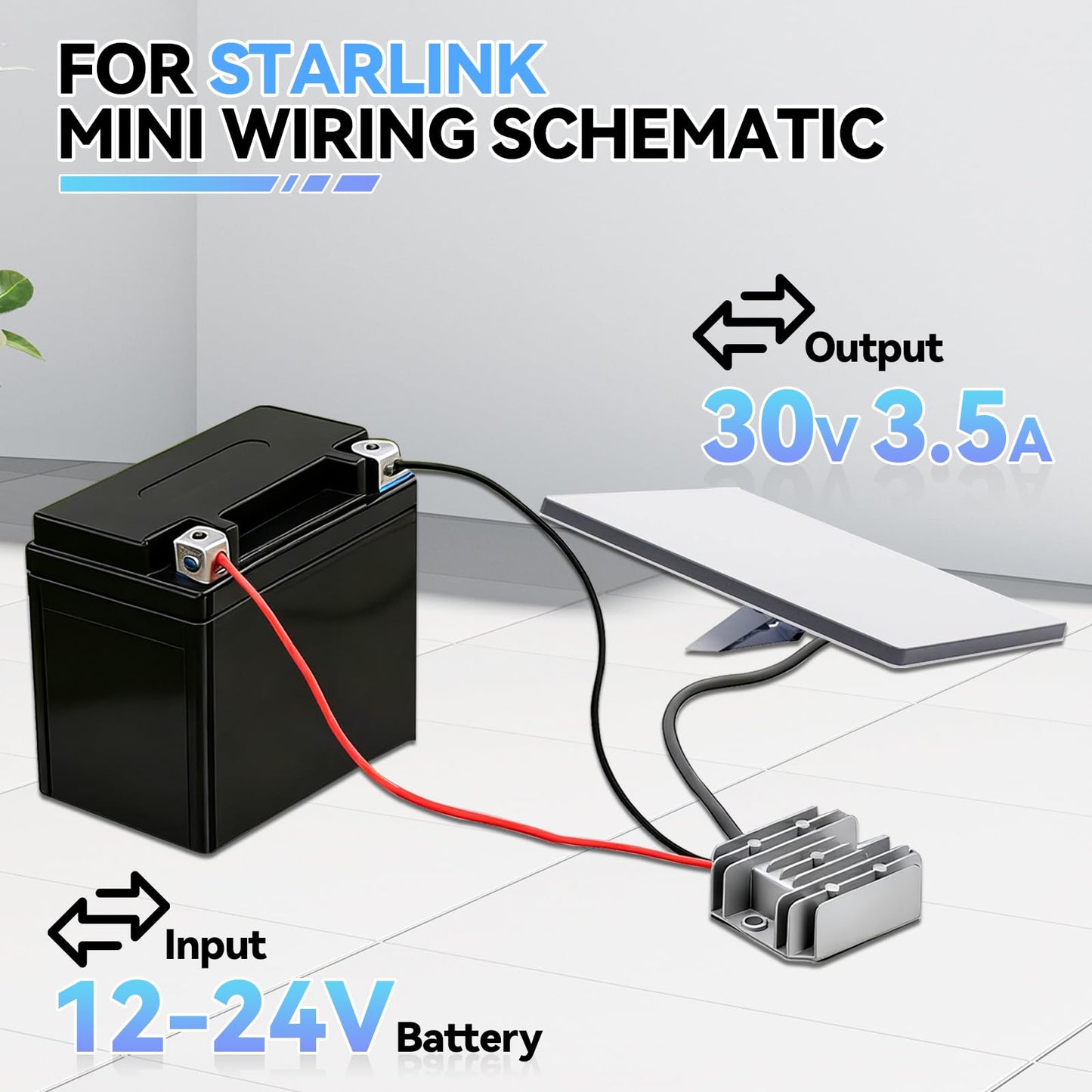 Starlink Mini 12V Adapter DC Step Up Converter Starlink Mini Power Cable 12V/24V to 30V 3.5A, 9V to 28V Input DC Step-Up Power Adapter Cord…