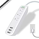 Philips Surge Protector Power Strip, 3 Outlet Surge Protector, 6Ft Cord Power Strip, Surge Protector with USB Ports, 3-Prong Flat Plug Power Strip