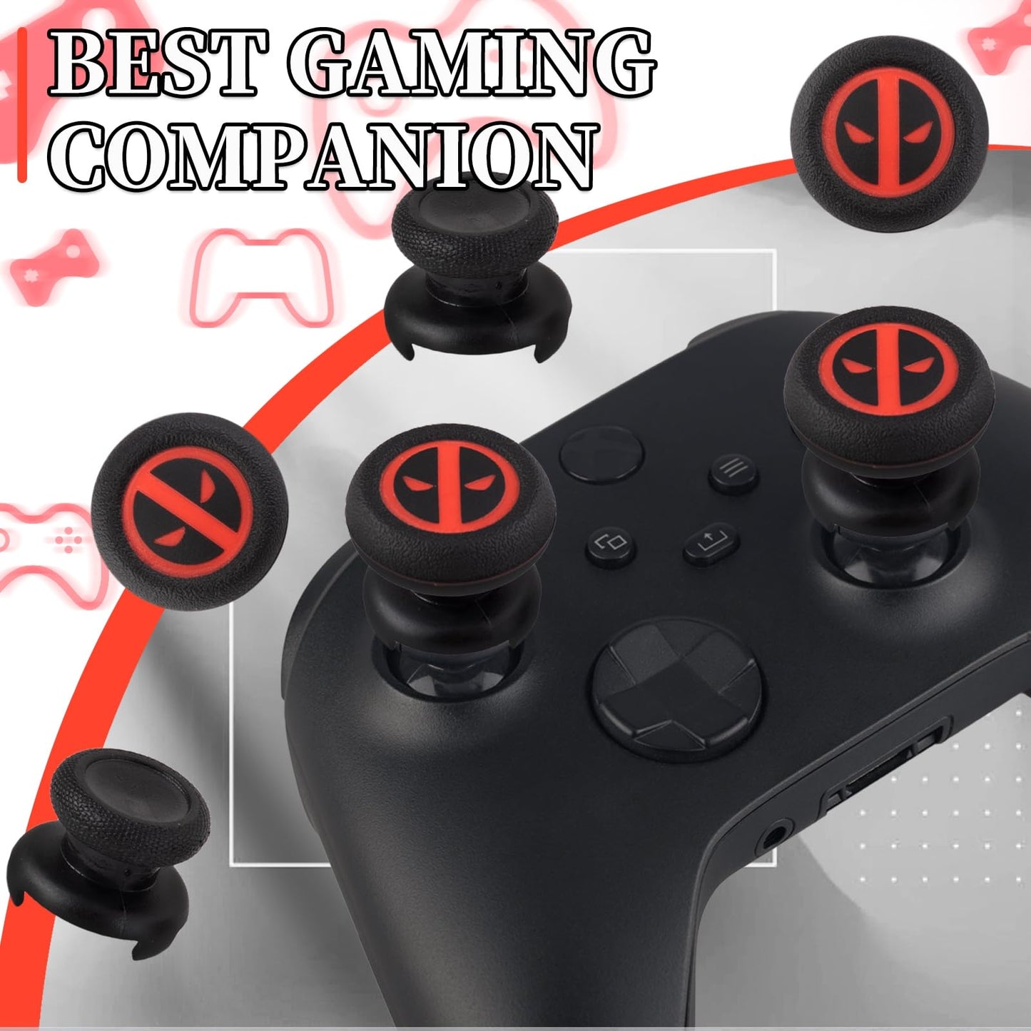 Playrealm FPS Thumbstick Extender & Printing Rubber Silicone Grip Cover 2 Sets for Xbox Series X/S & Xbox One Controller(Immortal)