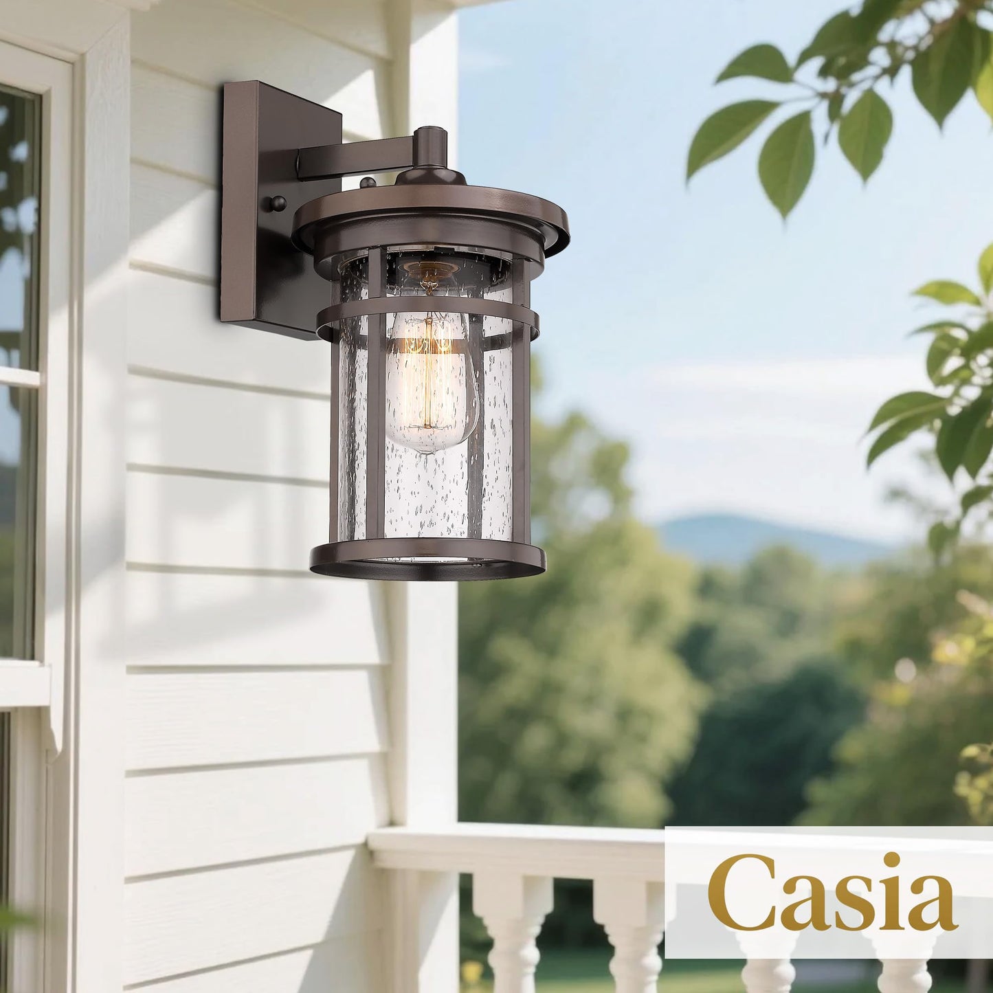 Casia Outdoor Wall Sconces, Exterior Lantern Lighting Fixture, Mounted Lights for Patio, Porch, Garden, Balcony (Bronze, 12" H-2Pack)