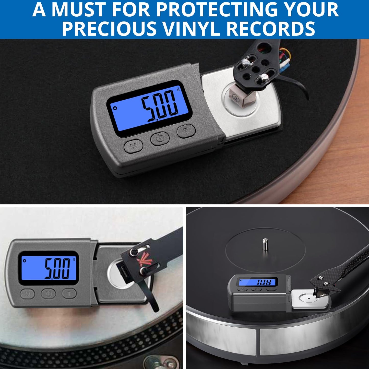 CRLITSIY CRLITSIY Digital Turntable Stylus Force Scale Gauge 0.01g/5.00g Blue LCD Backlight,Stylus Pressure Gauge for Tonearm Phono Cartridge