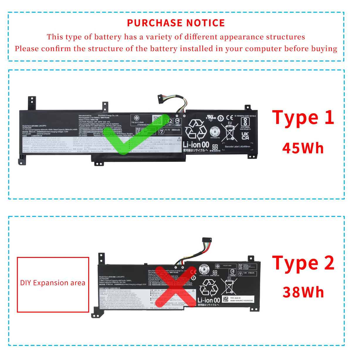 L20M3PF0 L20C3PF0 laptop battery for Lenovo Ideapad 3-14ITL6 3-15ITL6 3-17ITL6 3-14ALC6 3-15ALC6 3-17ALC6 3-14ABA7 S14 G2-ITL G3-IAP V14 V15 V17 G2 G3