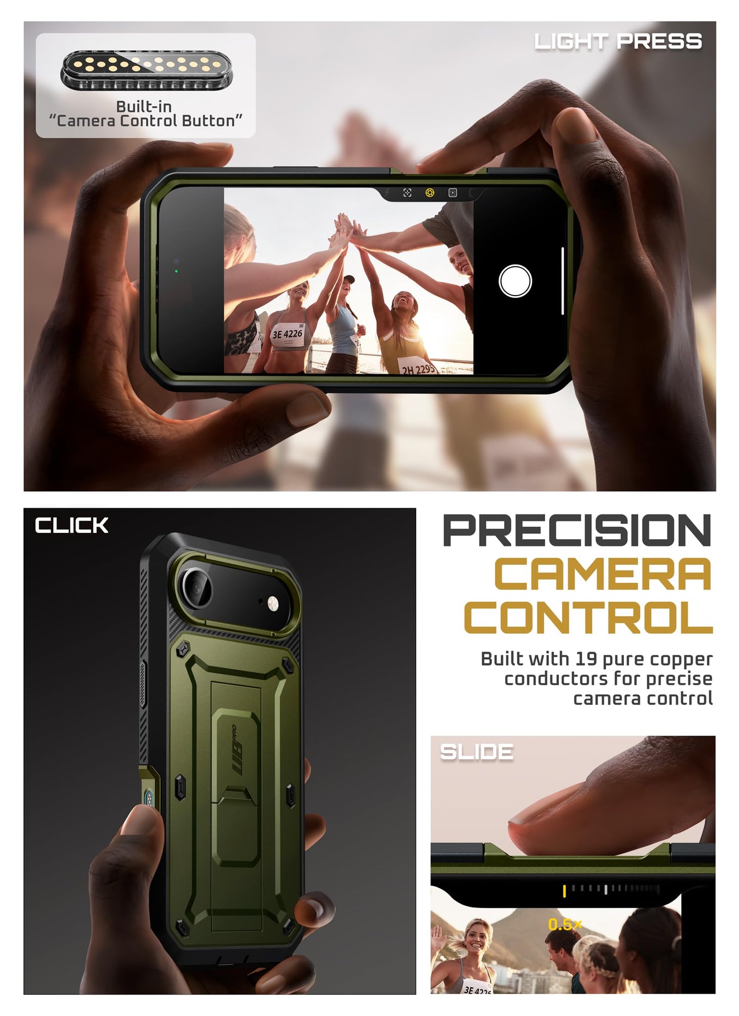 SUPCASE for iPhone Air Case with Camera Control Button (Unicorn Beetle Pro), [Built-in Kickstand & Screen Protector] [Military-Grade Protection] Heavy