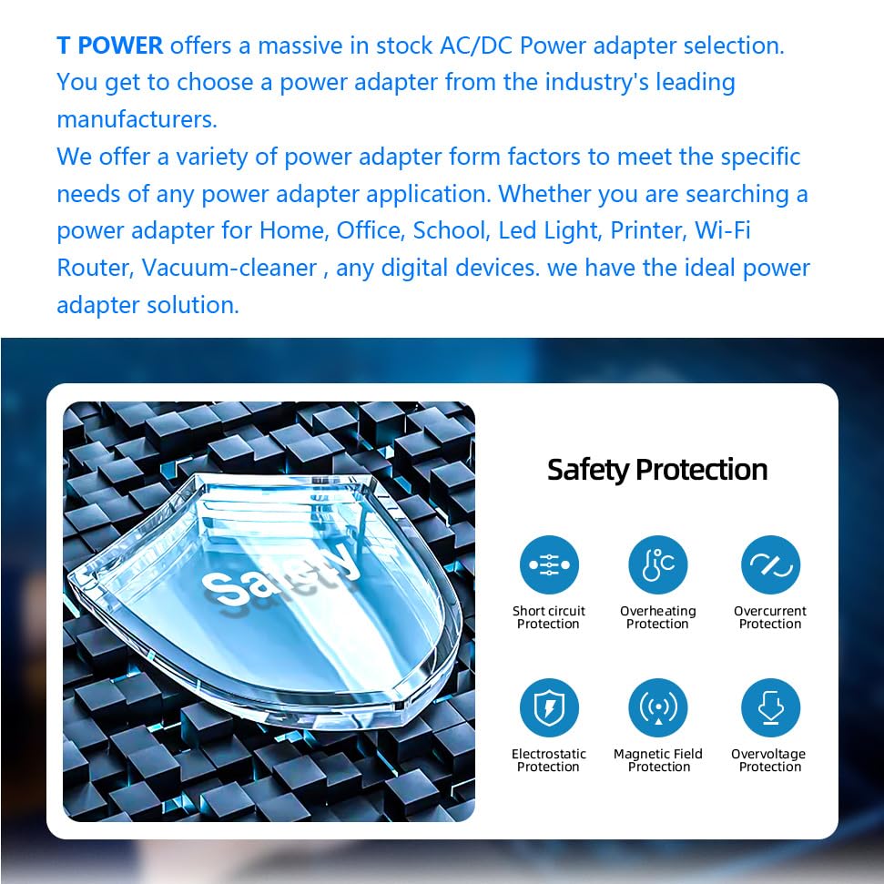 T-Power AC Adapter for 19V 65w LG LED LCD 24" 27" 29" 32" 34" UltraWide IPS Curved LED 4K UHD Monitor ADS-25FSG-19 34UM69G-B 34UC79G 34UC99-W LG…