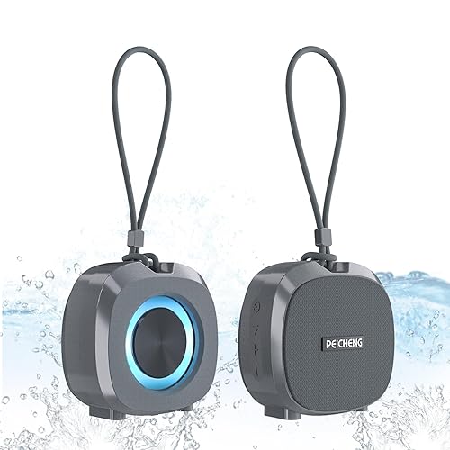 PEICHENG Speaker, Small Portable Bluetooth Wireless IPX5 Waterproof Shower Speaker,Loud Stereo Sound Deep Bass,TWS Paire, RGB Lights,Long Playtime