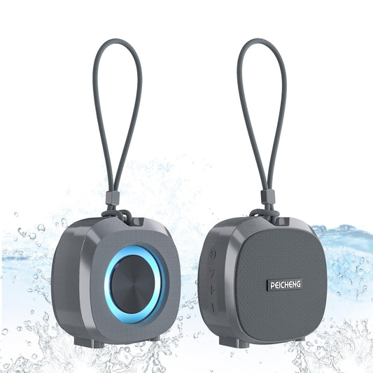 PEICHENG Speaker, Small Portable Bluetooth Wireless IPX5 Waterproof Shower Speaker,Loud Stereo Sound Deep Bass,TWS Paire, RGB Lights,Long Playtime
