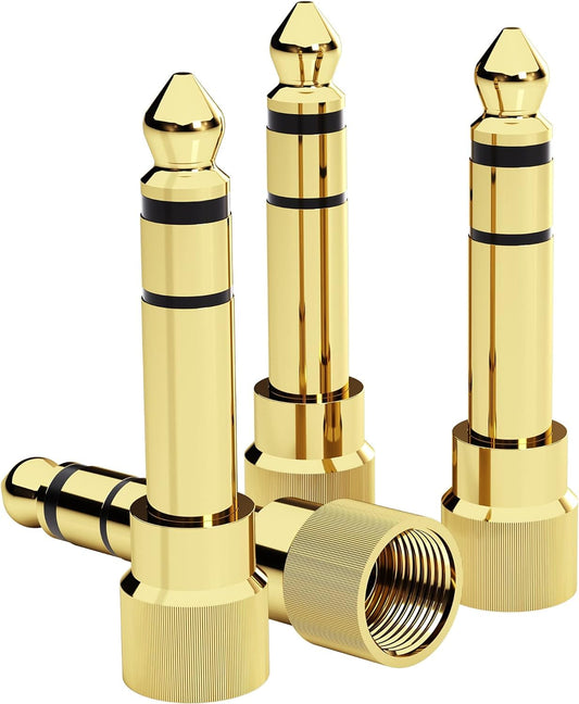 bestune 5Pcs Gold Plated Stereo Phone Screw-On Adapter 6.35mm (1/4 Inch) Male to 3.5mm (1/8 Inch) Female Audio Adapter