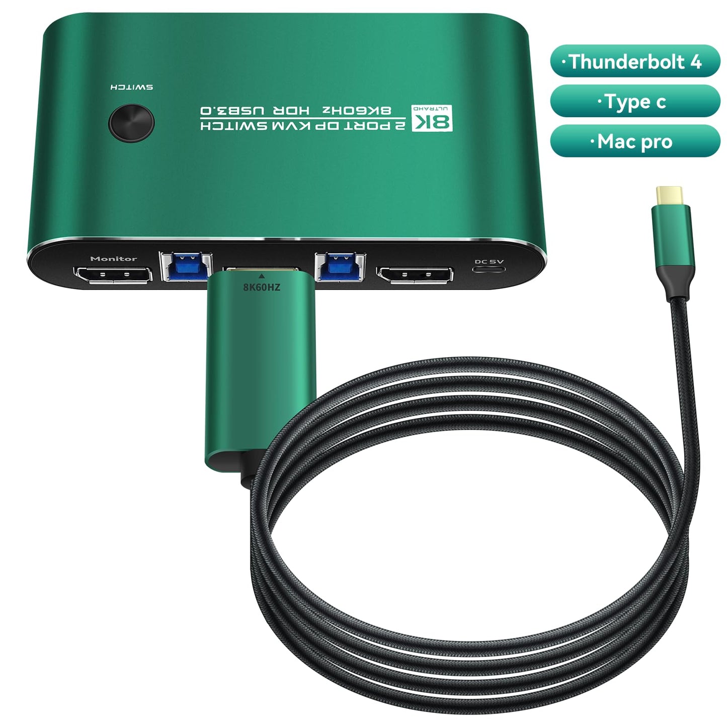 Daoistek Thunderbolt 4 kvm Switch 144hz mac kvm Switch 144hz Thunderbolt kvm Switch 144hz Type c kvm Switch 144hz kvm Switch Type c 1440P 120Hz 144Hz