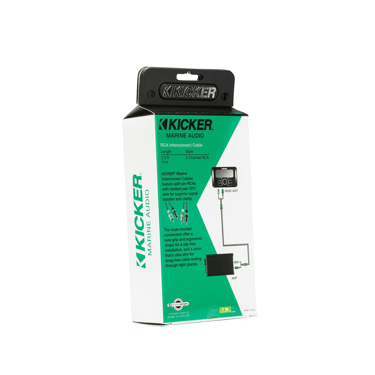 KICKER 47KMI1 Marine Series 2-Ch RCA Interconnect, 1.0m