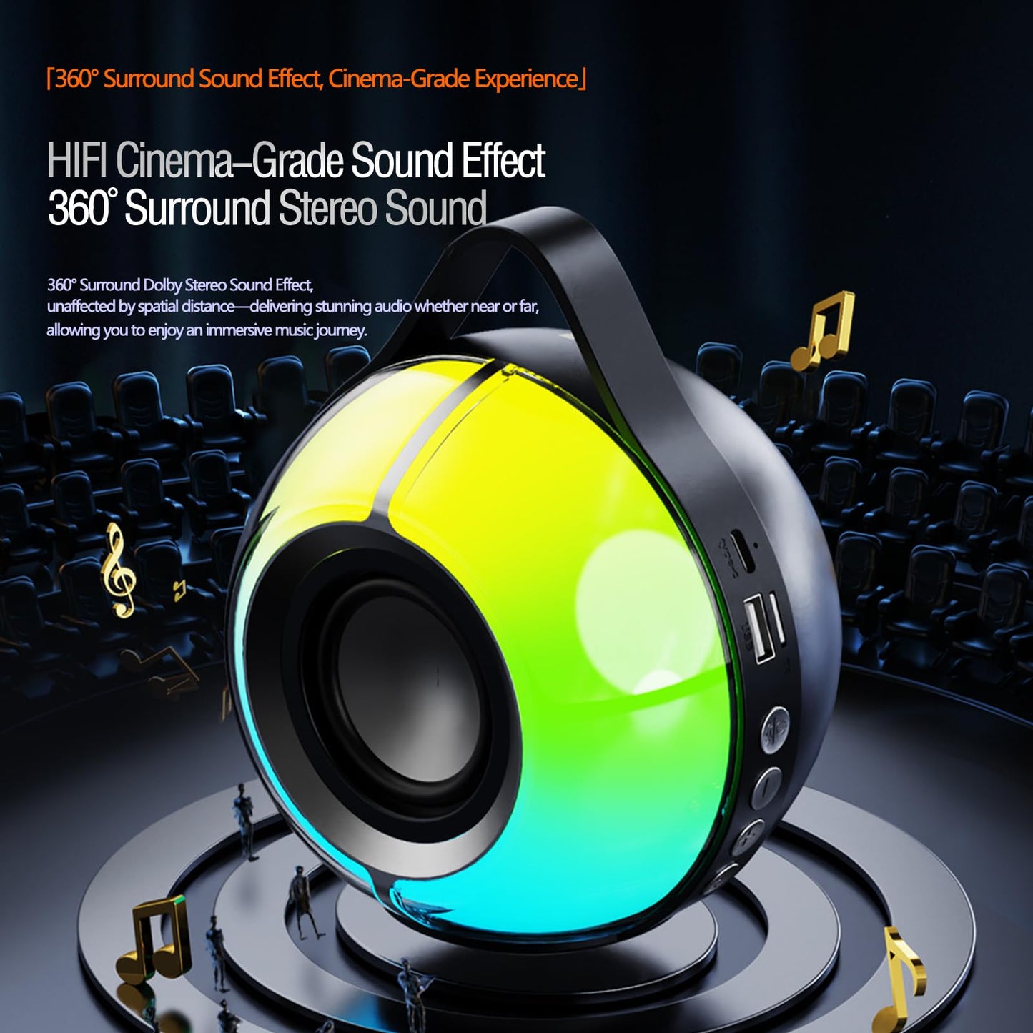 HapIntlNex Mini Bluetooth Speaker,Wireless Portable Speakers,5W High Power, Colorful Light Effects, Surround Sound Effects, Support TWS/TF Card