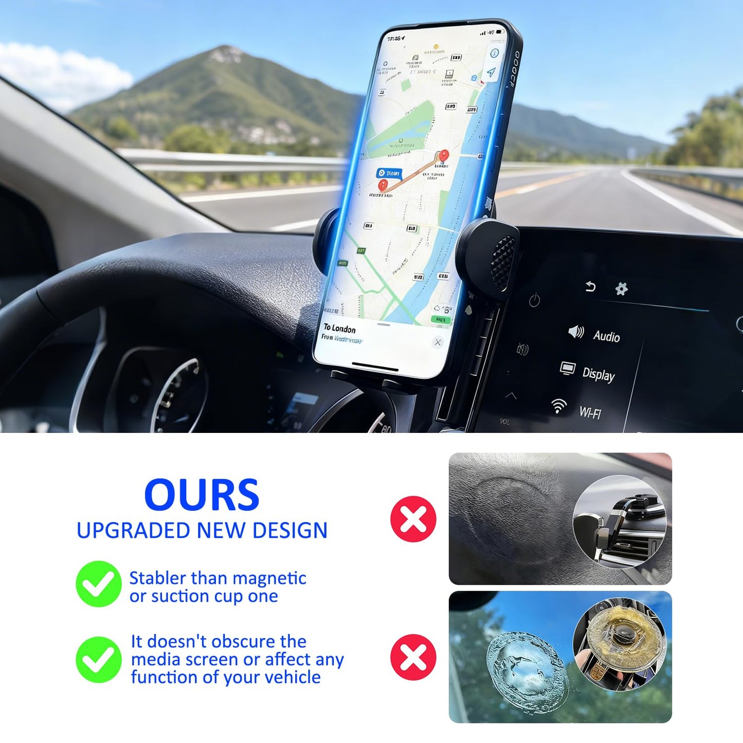 Car Phone Holder for 2019-2025 Toyota Corolla/Corolla Hatchback, 2022-2025 Corolla Cross Accessories, 360° Cell Phone Mount Automobile Cradles
