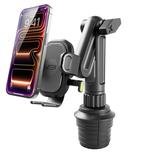 Bracketron OneClick Cup Phone Holder for Car - Universal Cup Holder Phone Mount, Fits Devices up to 4.2", 360° Rotation with Twist-Expand Base