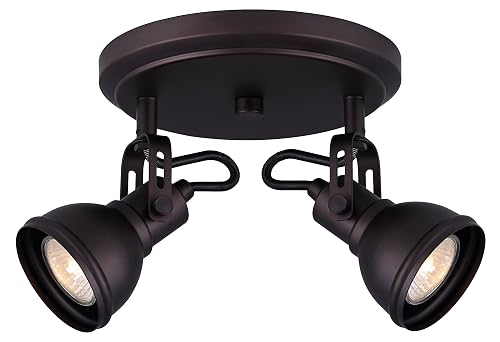 Canarm Polo 2-Light Track Lighting, Oil Rubbed Bronze Adjustable Ceiling or Wall Fixture Industrial Modern Design, Accent and Task Lighting