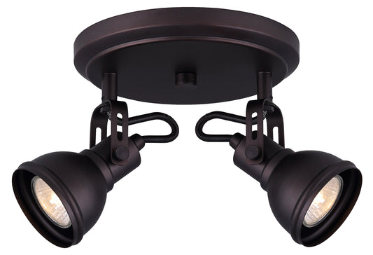 Canarm Polo 2-Light Track Lighting, Oil Rubbed Bronze Adjustable Ceiling or Wall Fixture Industrial Modern Design, Accent and Task Lighting