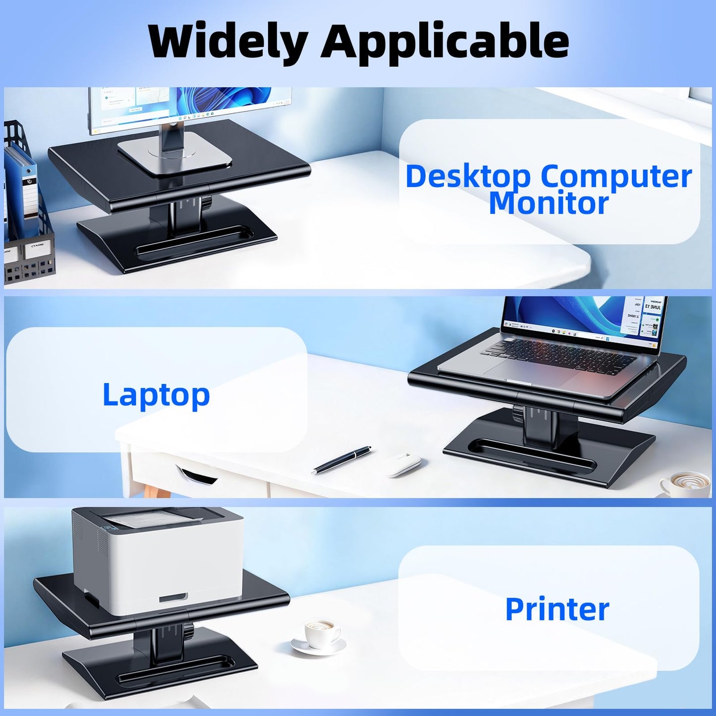 nediea Computer Monitor Stand Riser,Height Adjustable Laptop Stand with Drawer & Phone Holder,Desktop Storage Stand for Printer,Desk Organizer