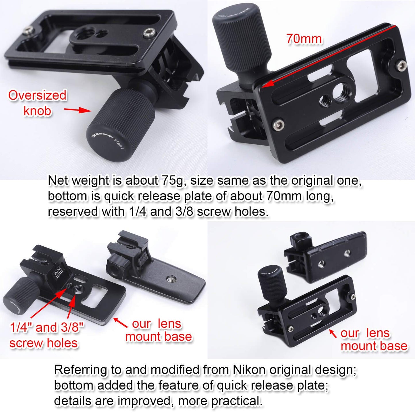 duomianshou Lens Collar Stand Replacement Foot Tripod Mount Ring Base Compatible with Nikon AF-S NIKKOR 70-200mm f/2.8E FL ED VR, AF-S 500mm f/5.6E PF
