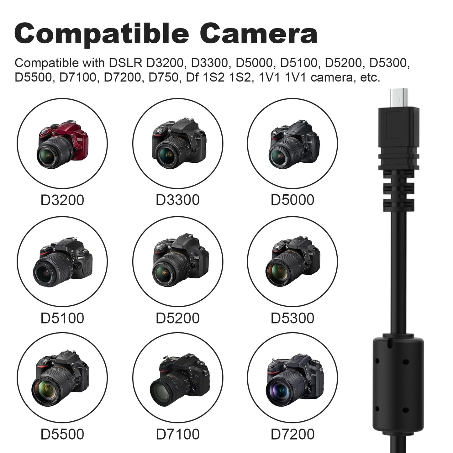 Replacement UC E6 Camera USB Cable Photo Transfer Cord for Nikon D7200, D7100, D5200, D3300, D3200, D750, for Nikon Coolpix S9500 S9400 S9300 S9200