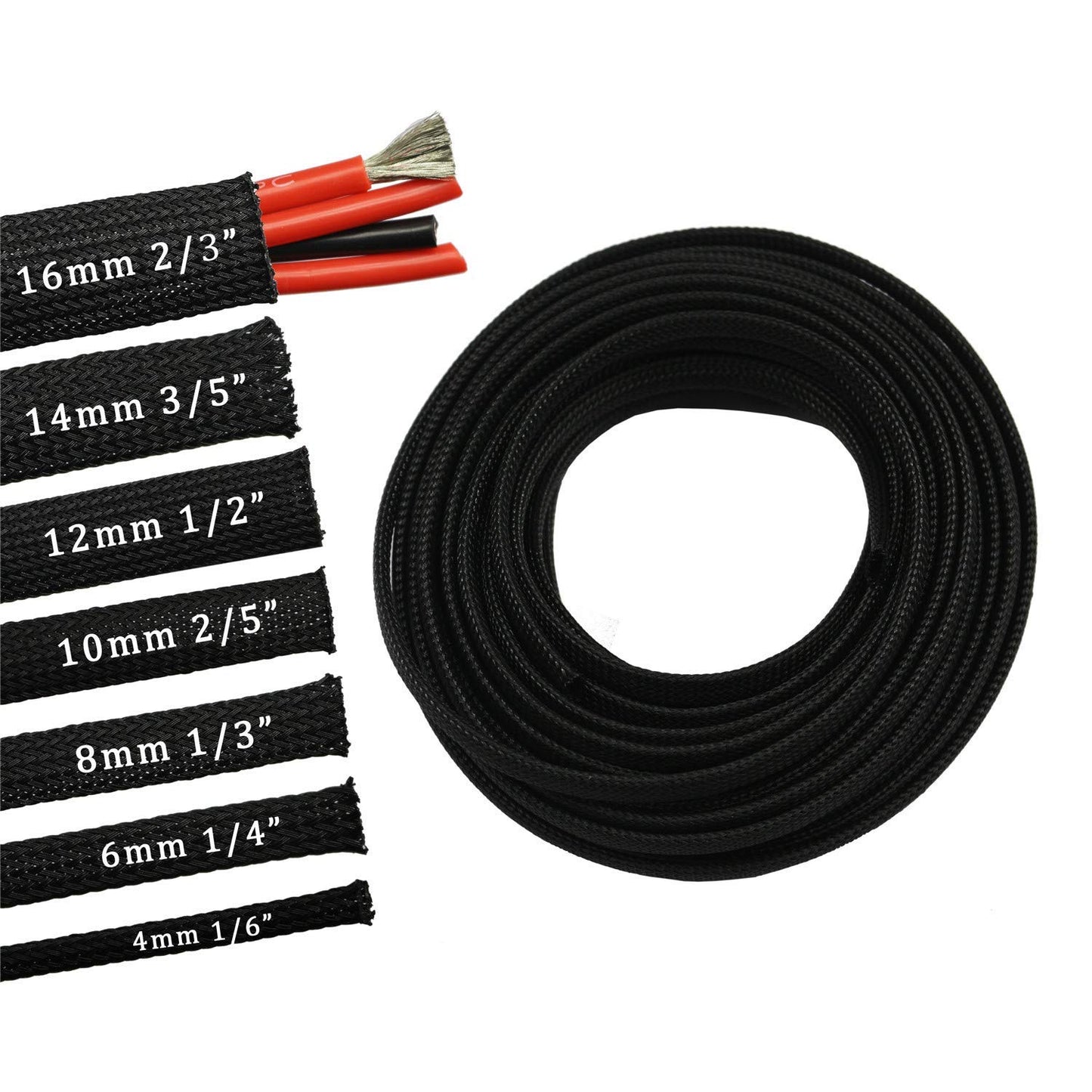 30ft PET Expandable Sleeving Wire Cable Sleeve (1/4", Black)