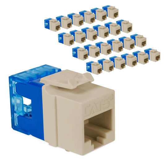 ICC CAT5e RJ45 Keystone Jack, Slim 180 Degree Punch Down, Ivory, 25-Pack