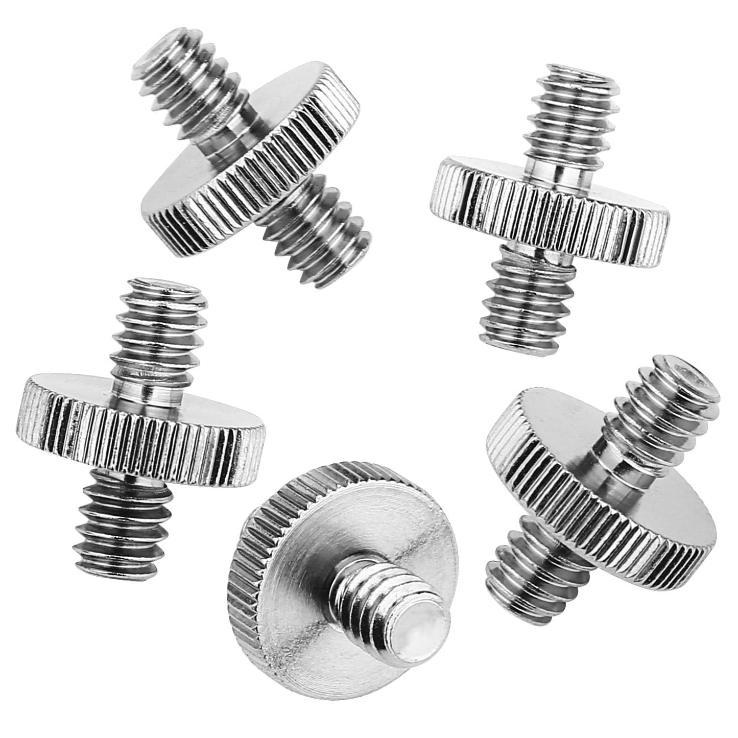 6 Pack International Standard 1/4"-20 Male to 1/4"-20 Male Threaded Tripod Screw Adapter Standard Tripod Mounting Thread Camera Screw Adapter