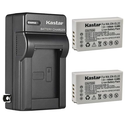 Kastar 2-Pack Battery and AC Wall Charger Replacement for Nikon EN-EL22 Battery MH-29 Charger, Nikon 1 J4 Digital Camera, Nikon 1J4 Digital Camera